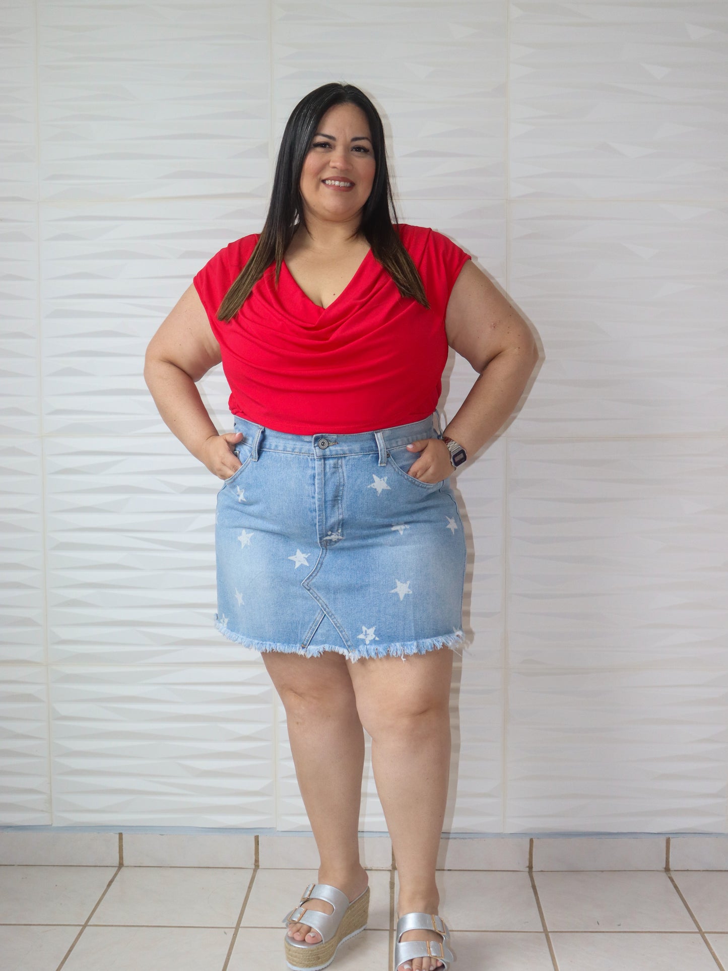 Stars denim skirt