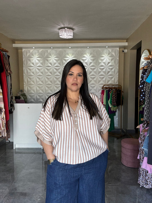 Taupe stripe top