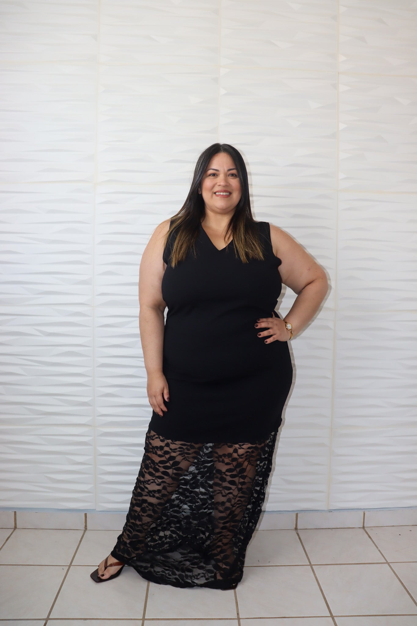 Black lace maxi