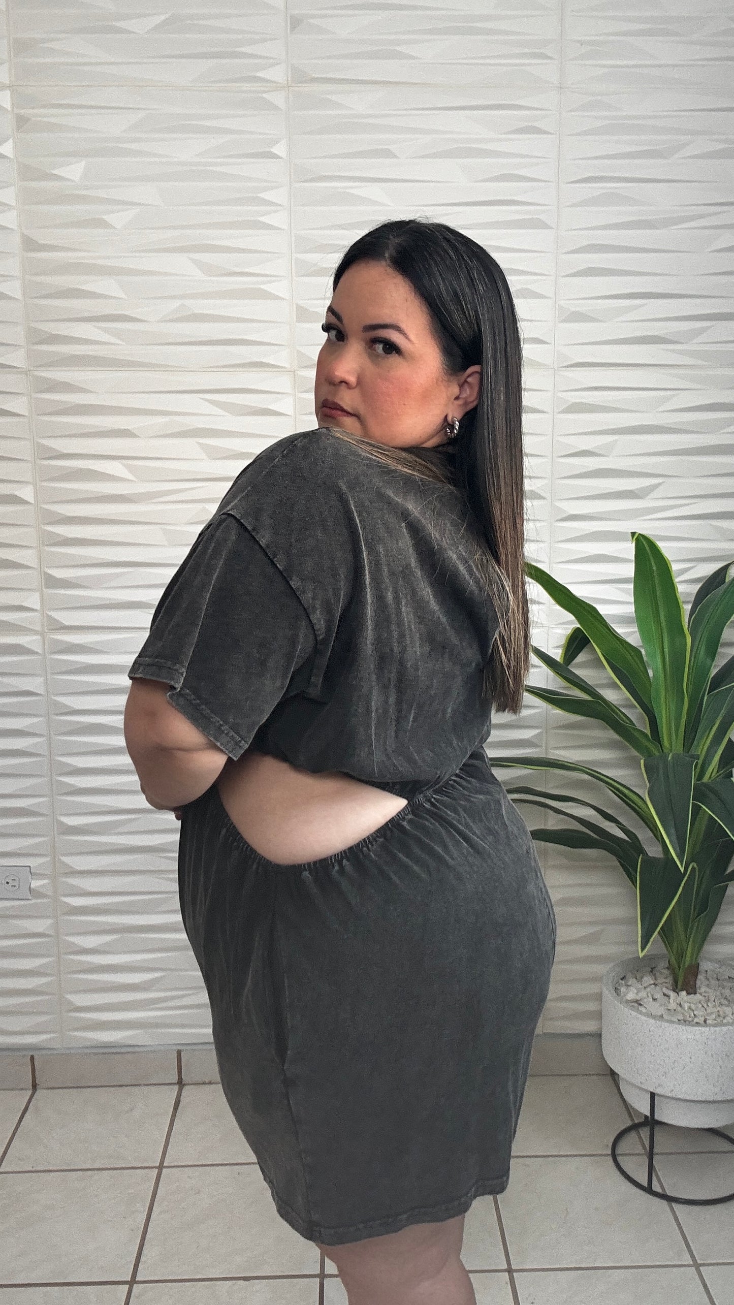Wash charcoal romper