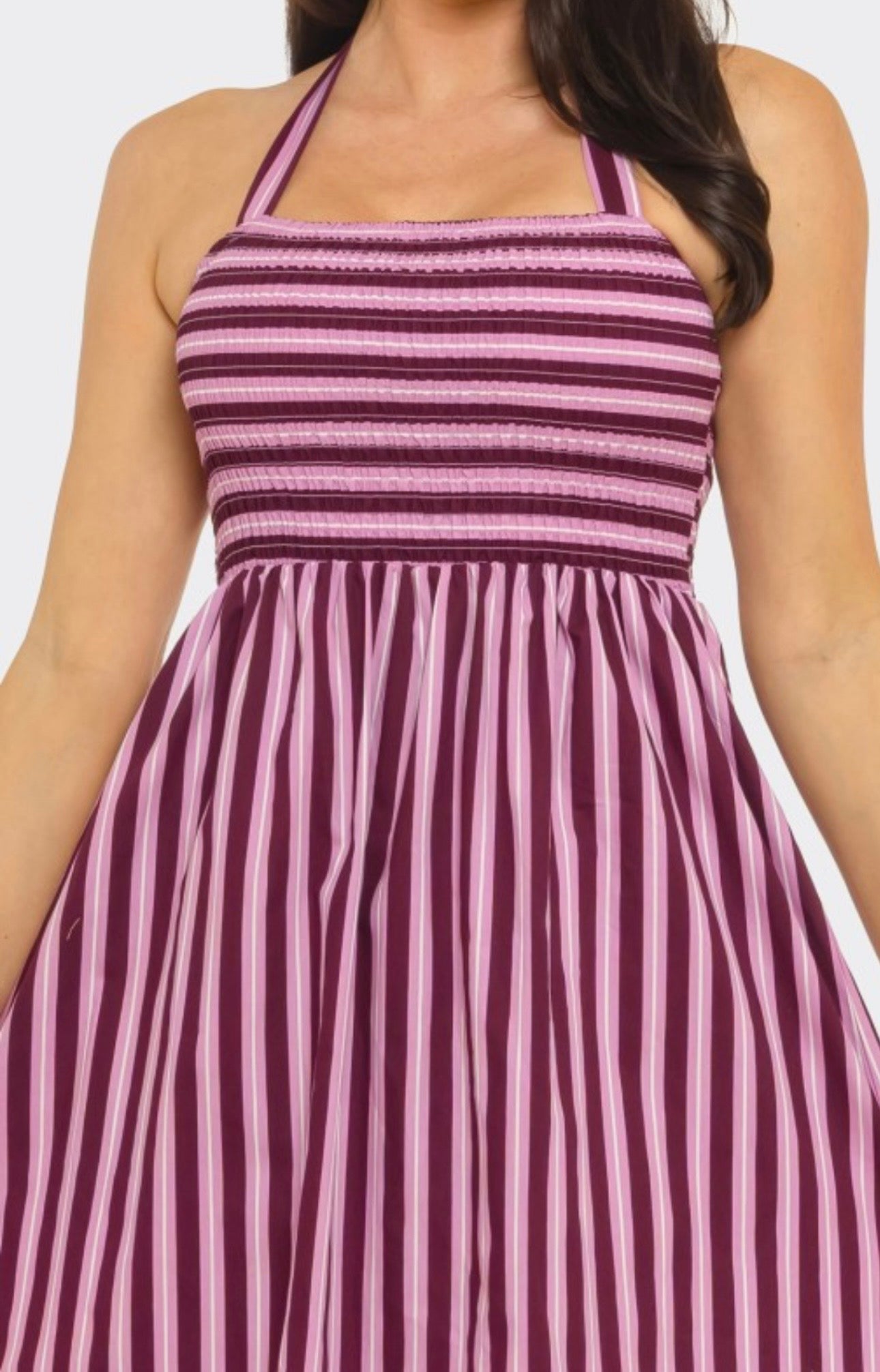 Stripe pink-burgundy midi dress