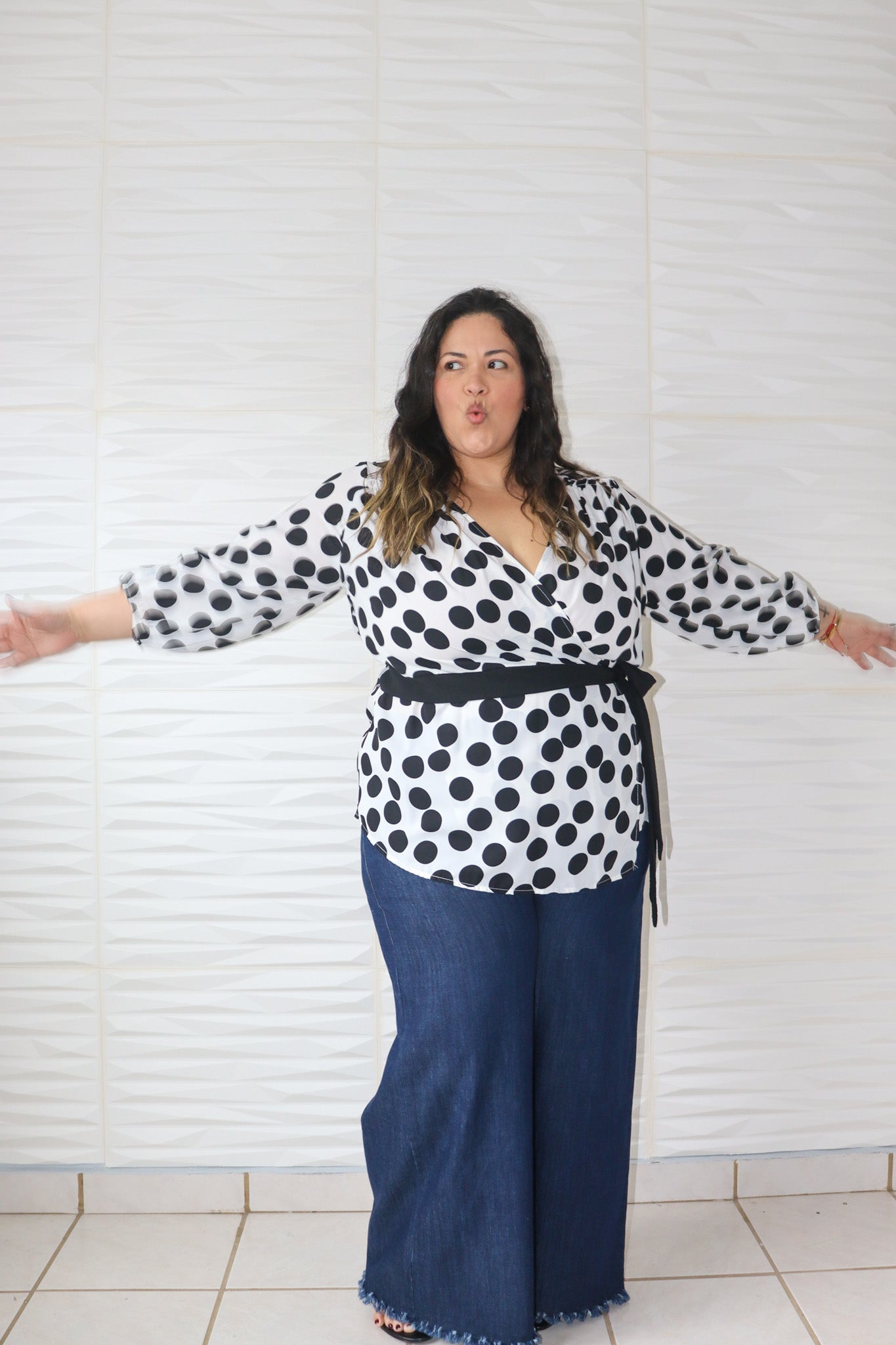 Off white polka dots