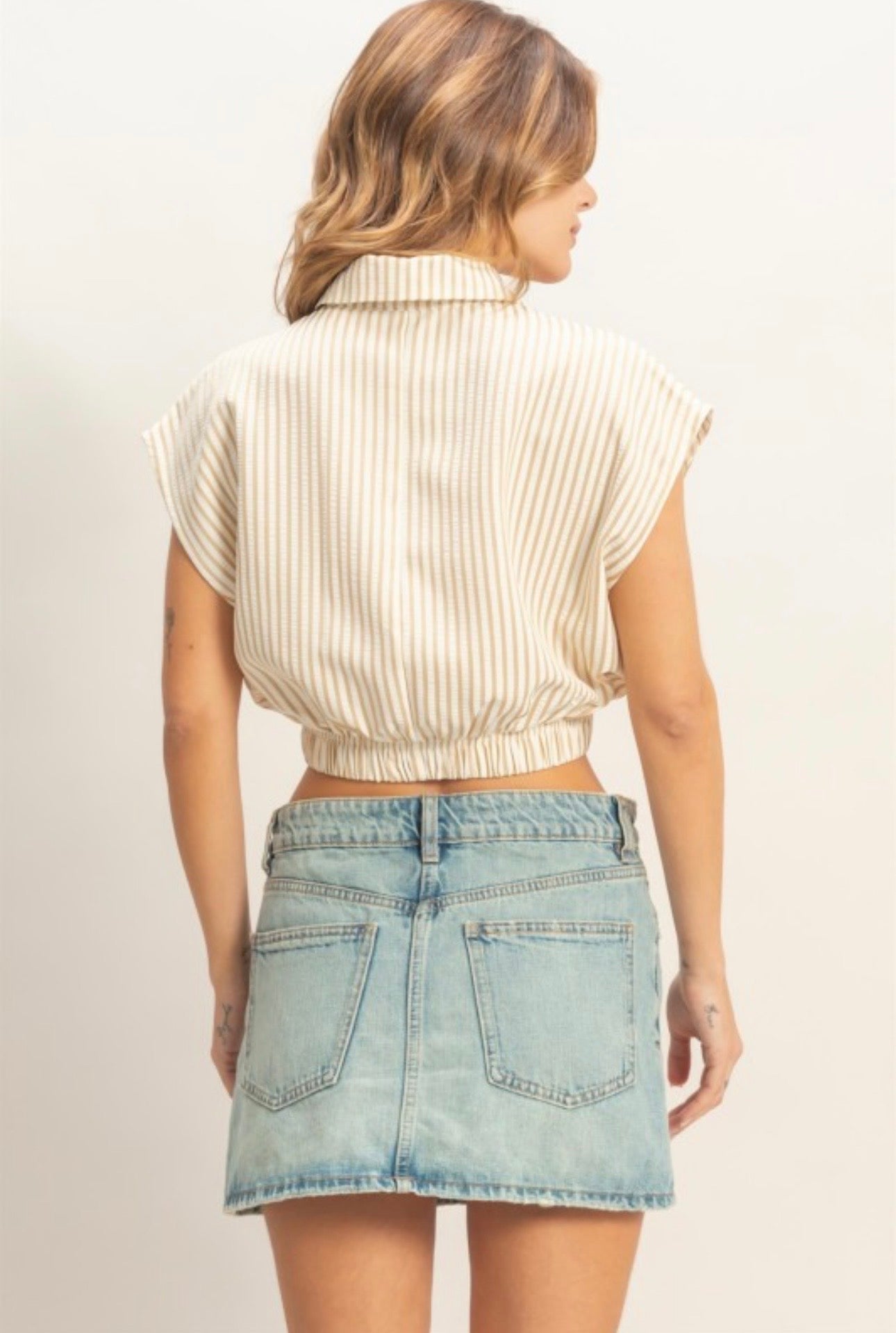 Taupe stripe top