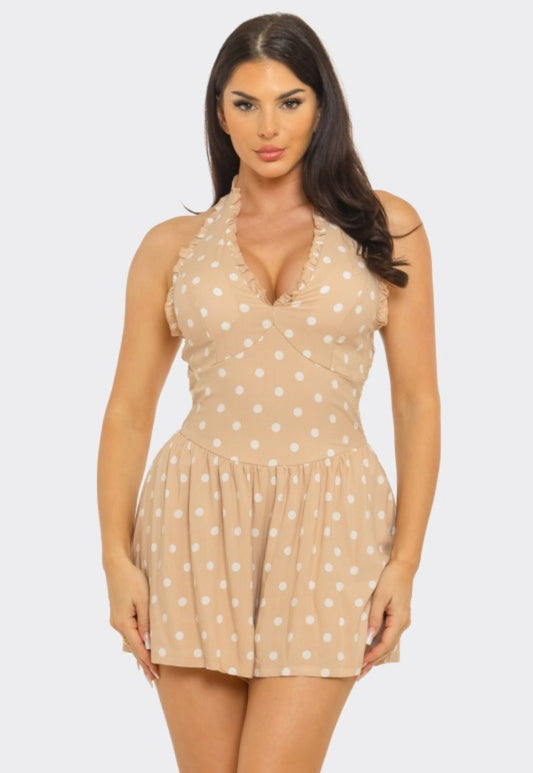 Mocha polka romper