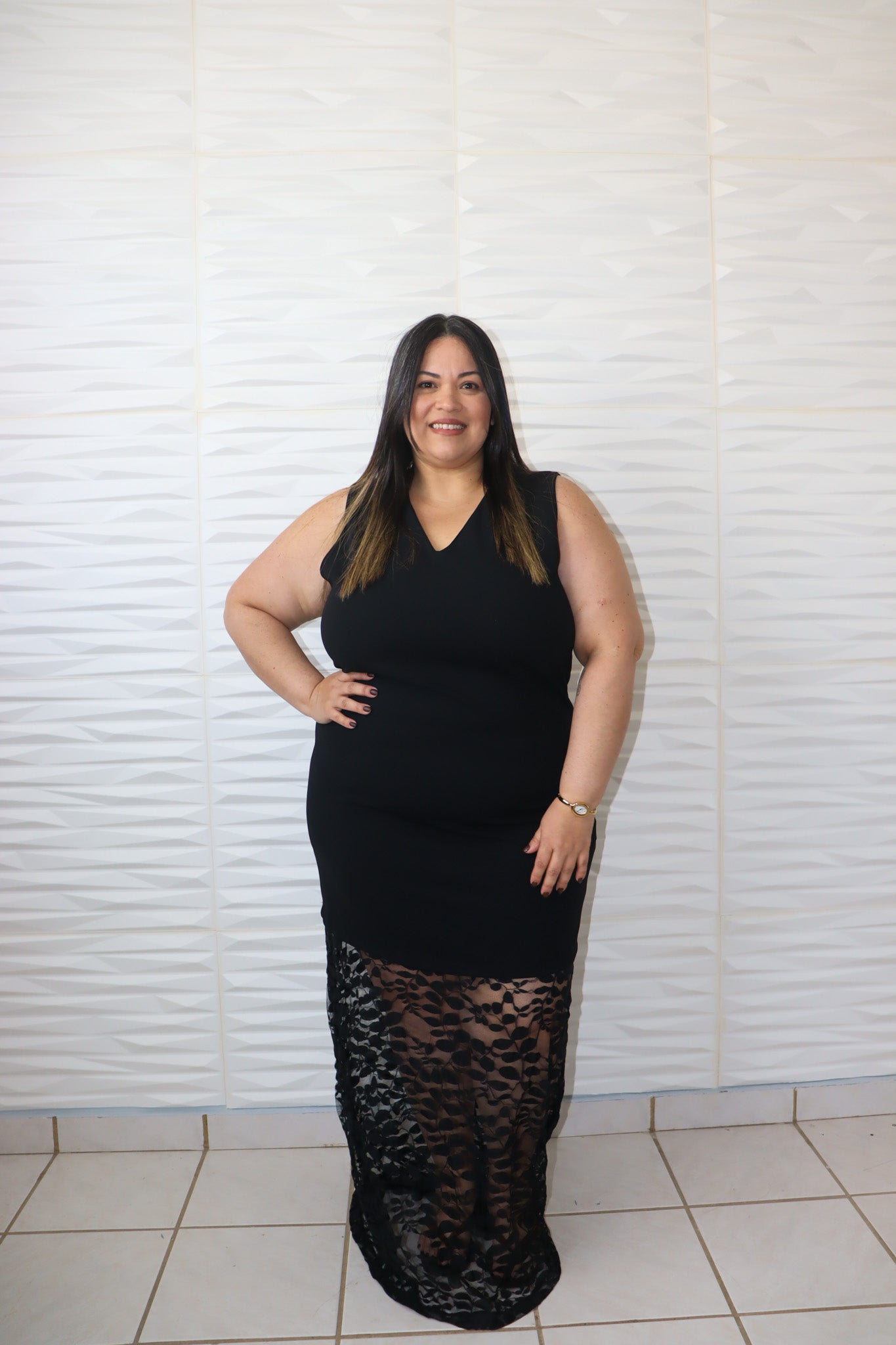 Black lace maxi