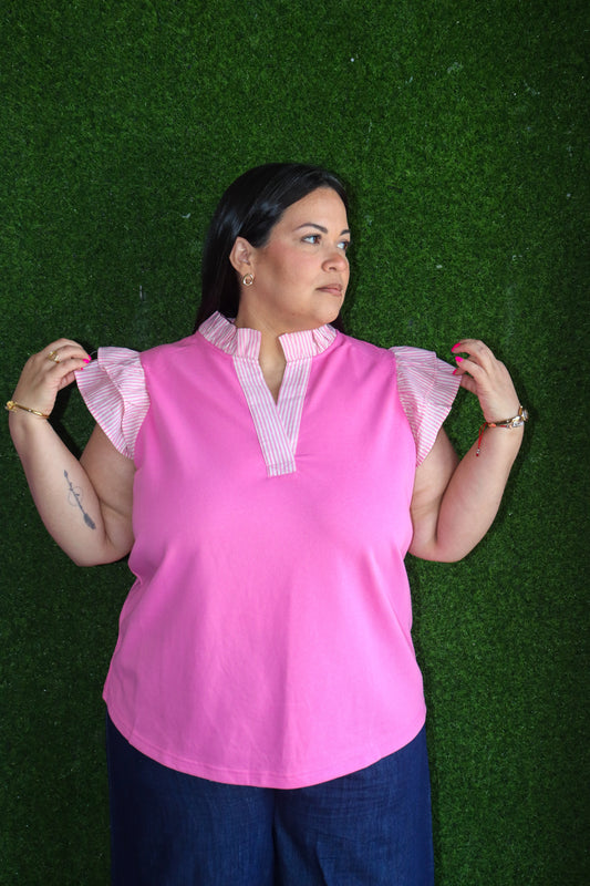 Strip pink top