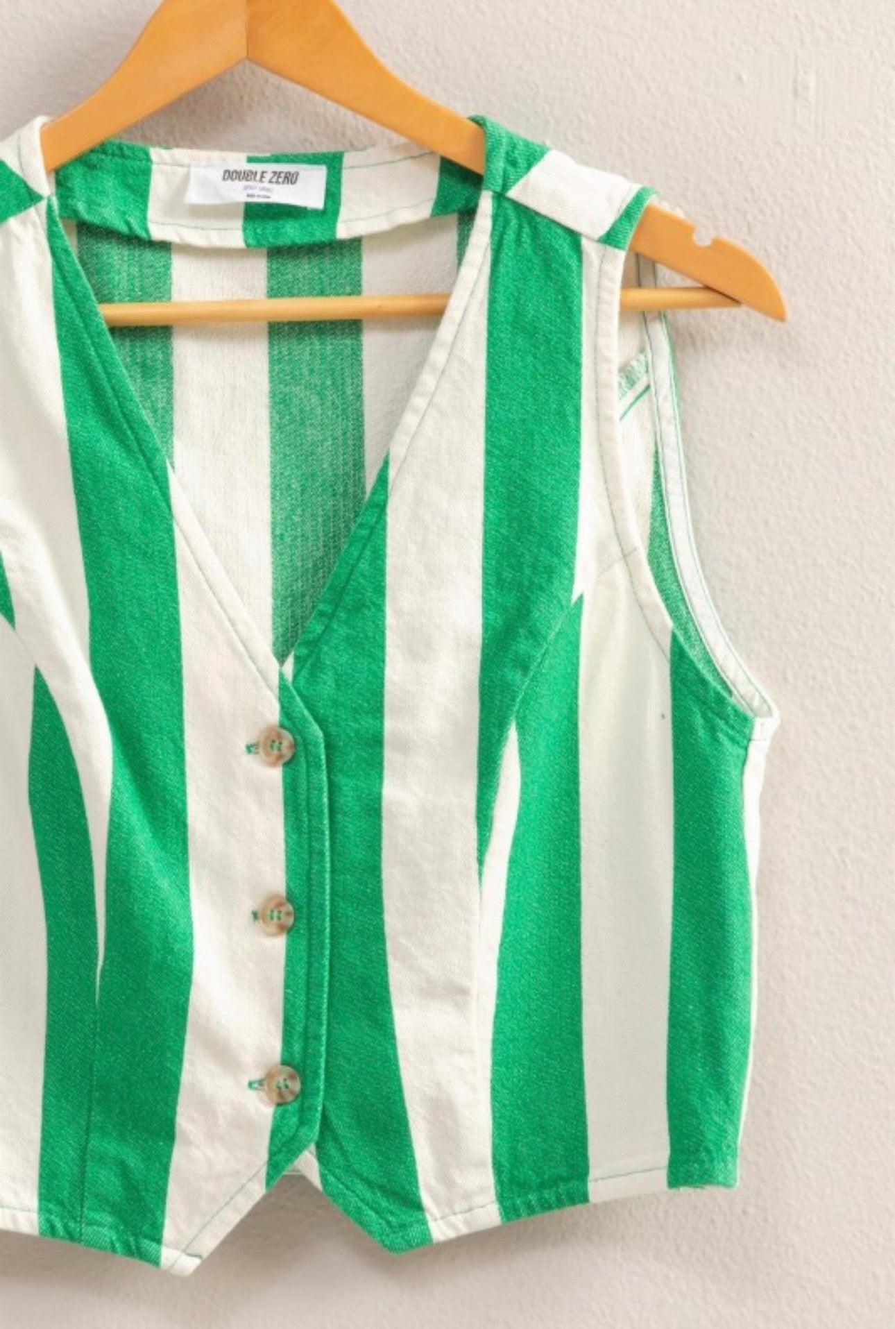 Cream-Green stripe vest