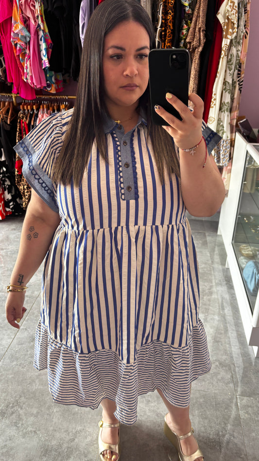 Denim stripe dress