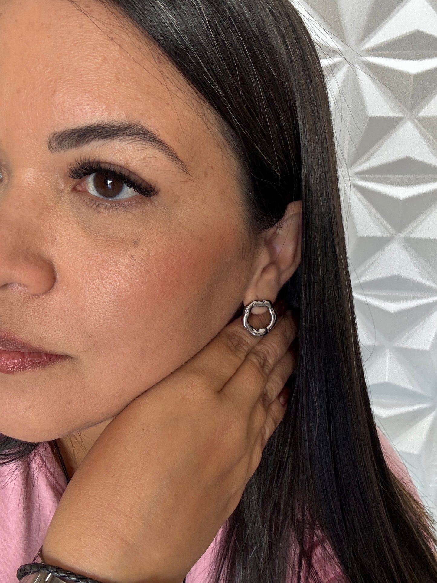 Silver aura earrings