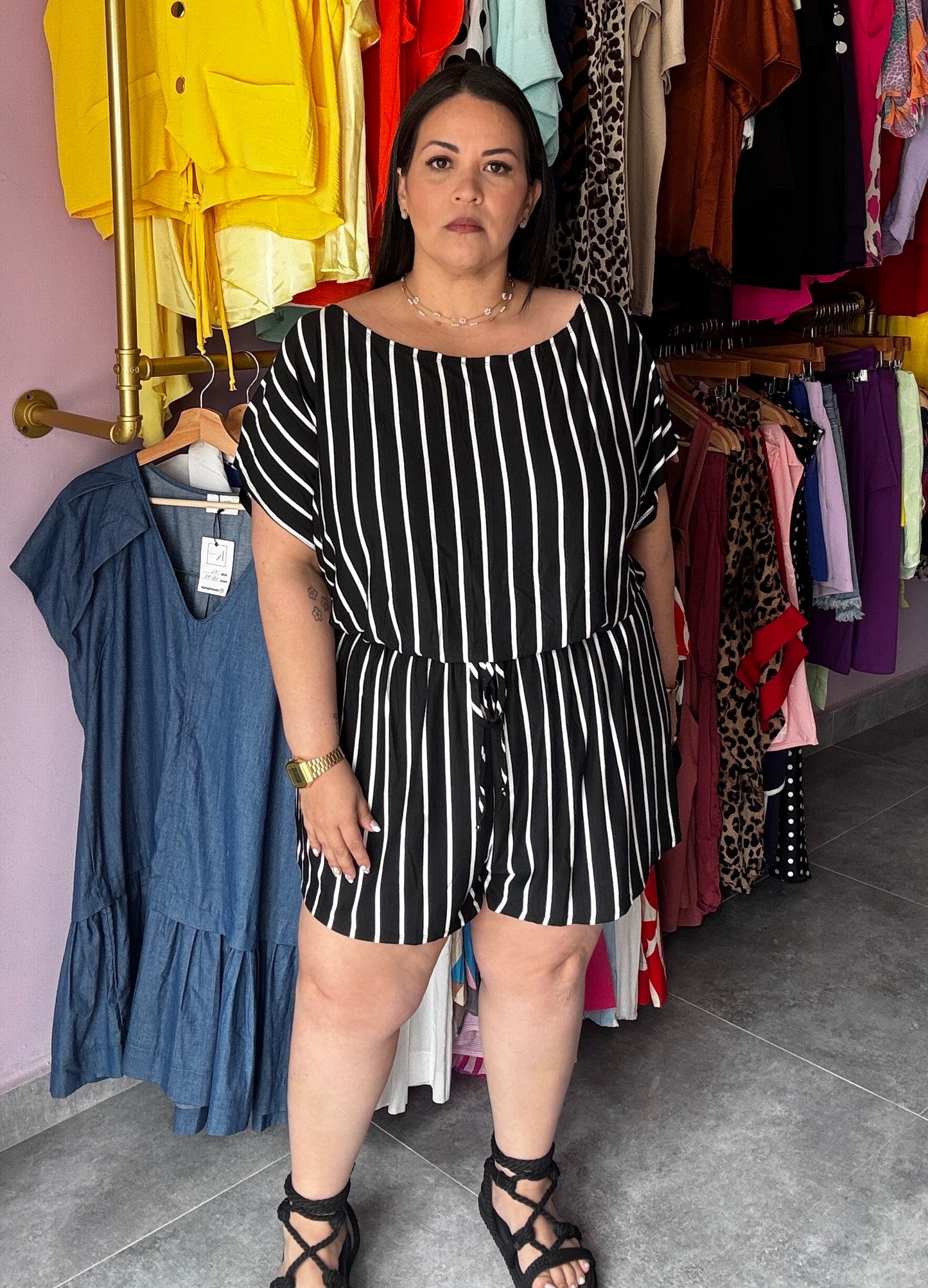 Black w/stripe romper