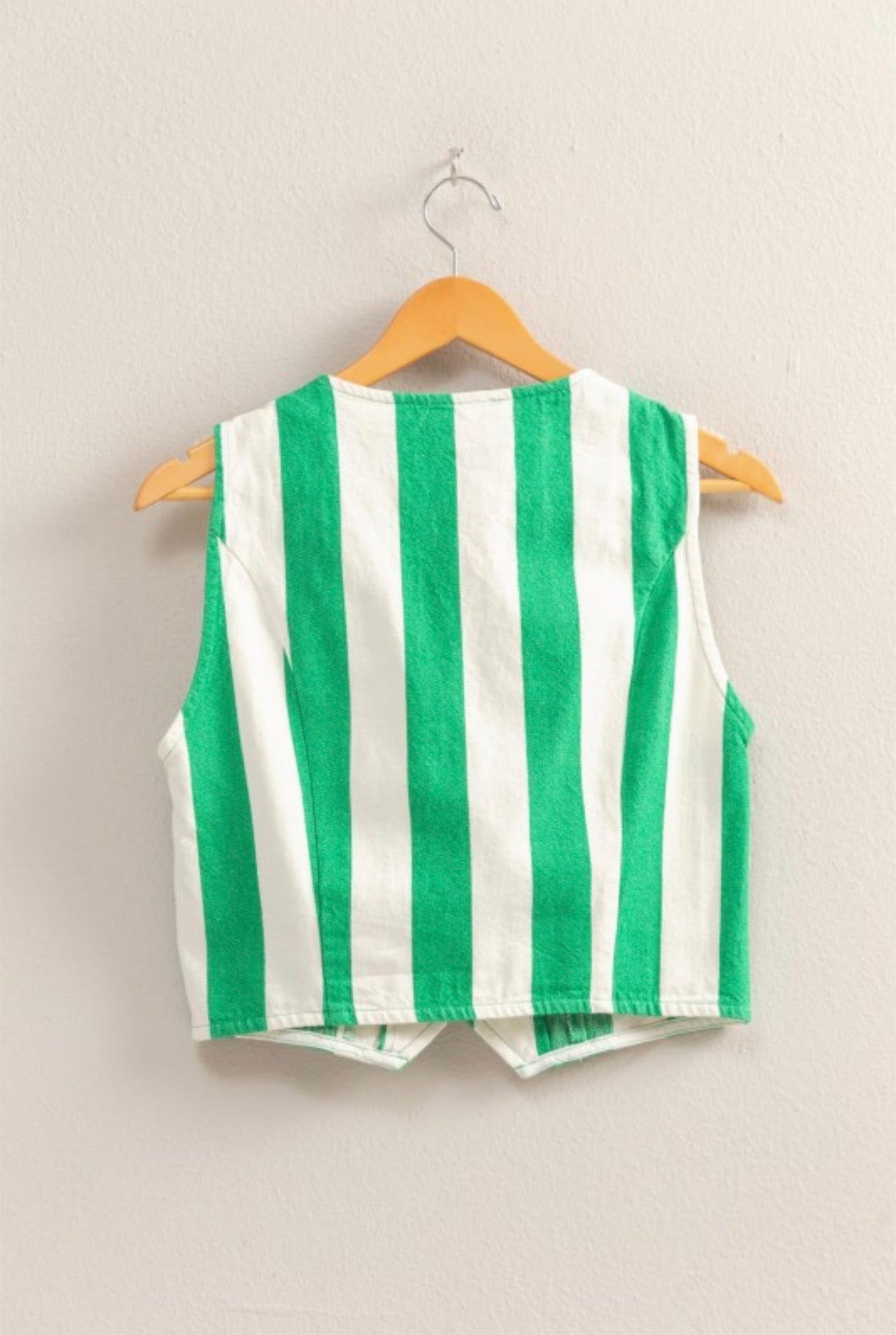 Cream-Green stripe vest