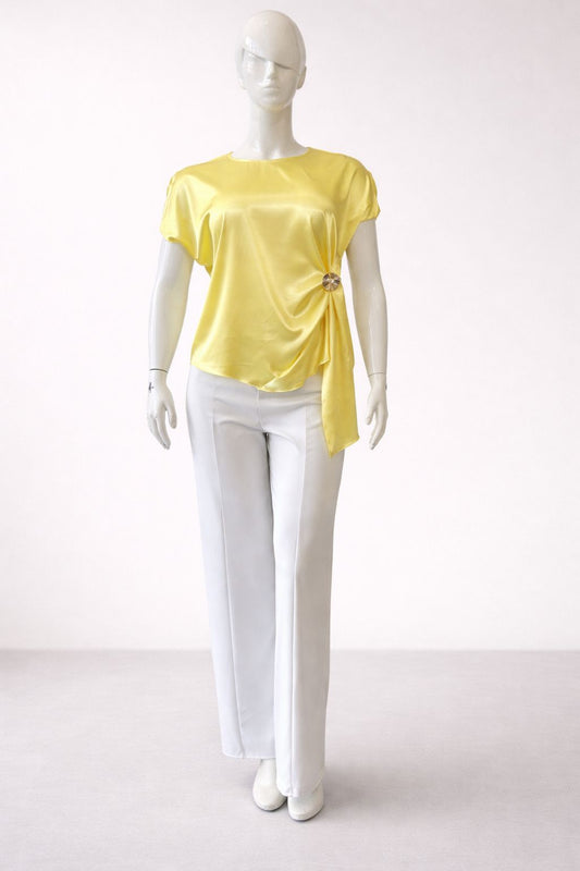 Yellow satin top