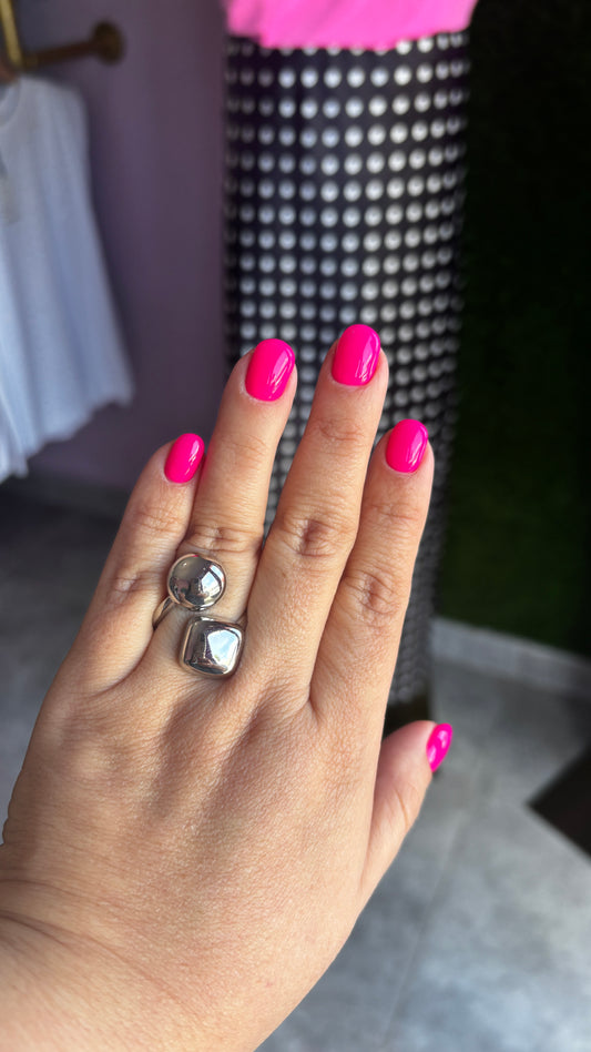 Geo silver ring