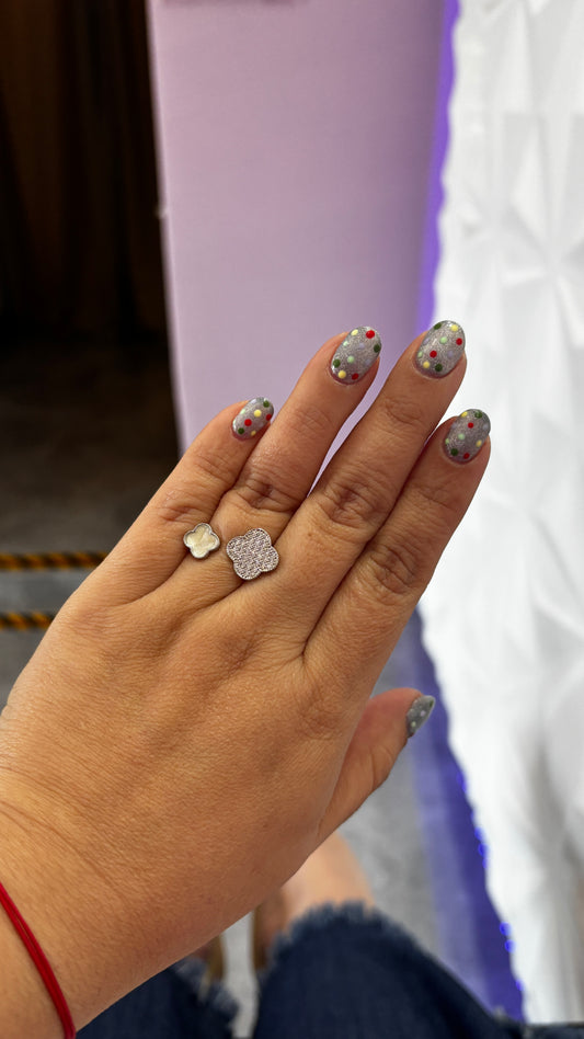 Flower silver ring