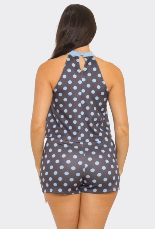 Brown-blue polka pants