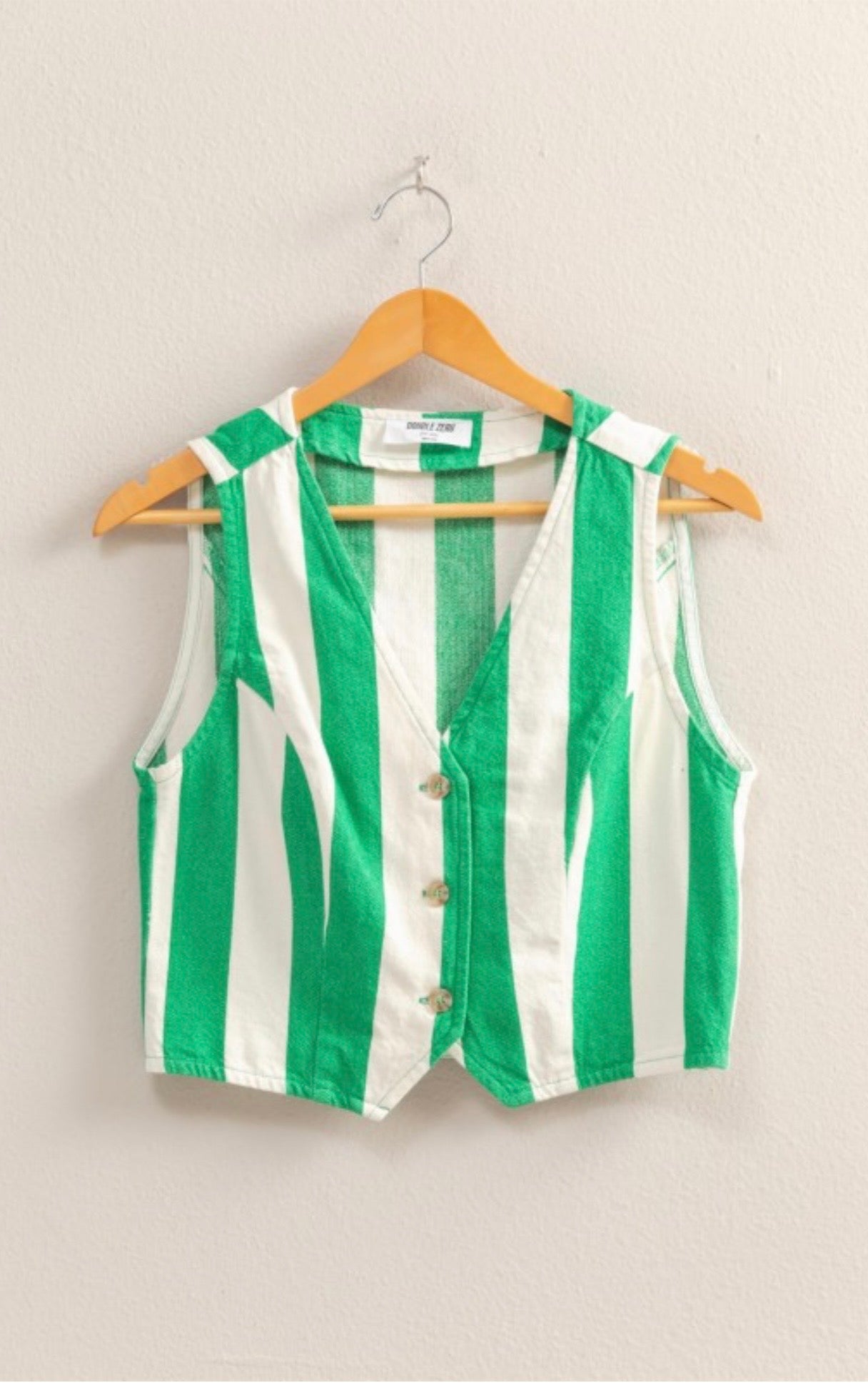 Cream-Green stripe vest
