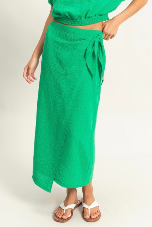 Green maxi skirt