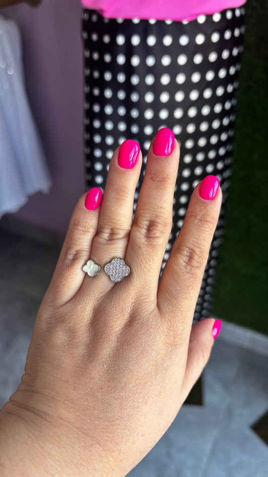 Flower silver ring