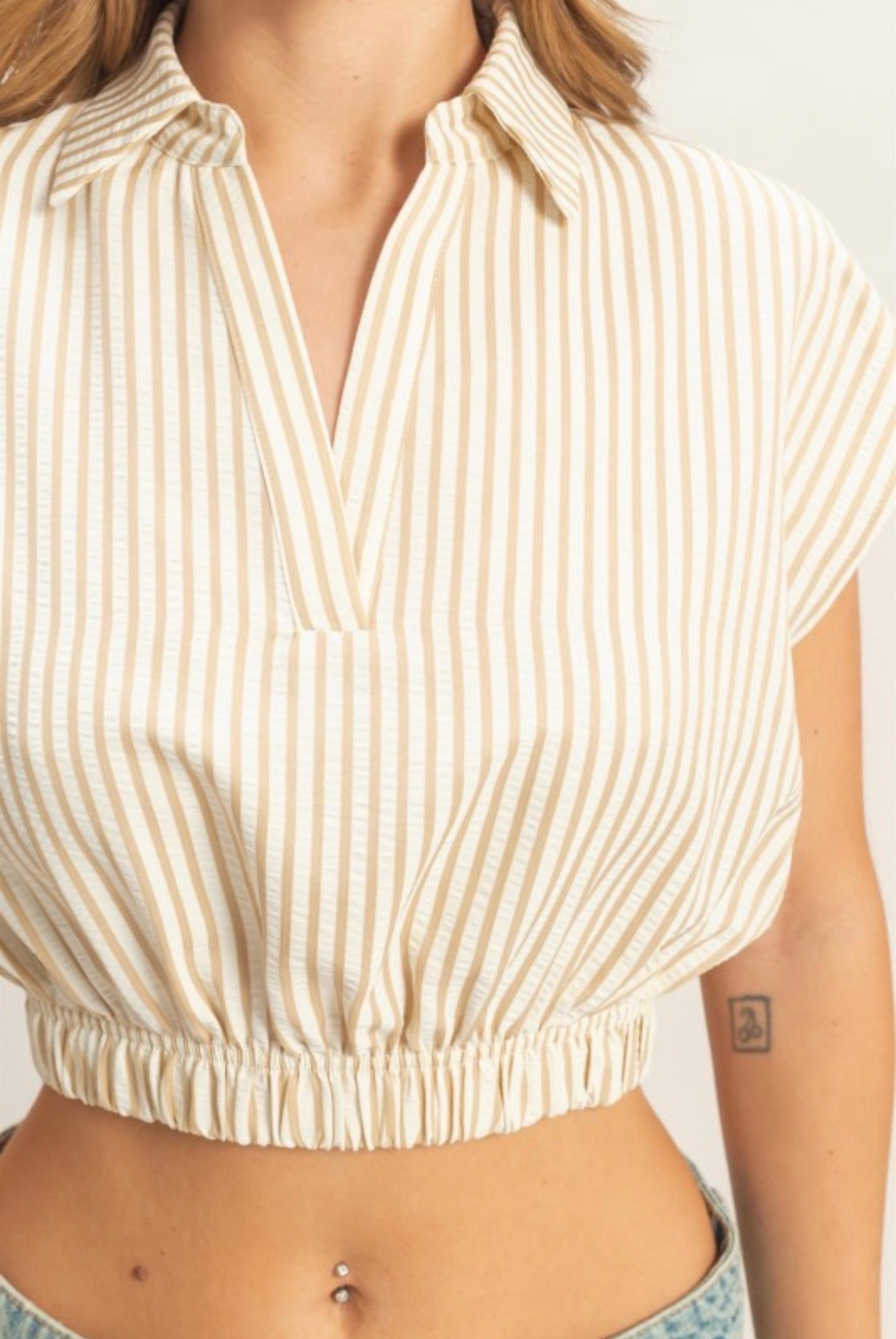 Taupe stripe top
