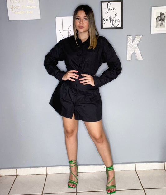 Black shirt dress