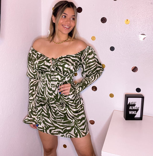 Olive zebra dress